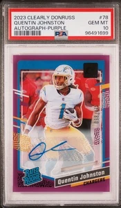 Quentin Johnston 2023 Clearly Donruss #78 Purple #/175 Auto RC Autograph PSA 10 - Bild 1 von 3