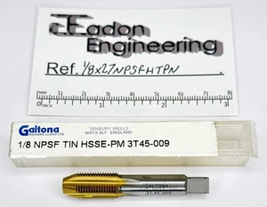 1/8" x 27TPI NPSF (National Pipe Straight Fuel) Plug Tap, TIN HSSE. By Galtona. - Picture 1 of 1