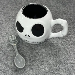 Disney geformter Jack Skellington Kopf 16 Unzen Henkelbecher doppelseitig mit Löffel - Bild 1 von 7