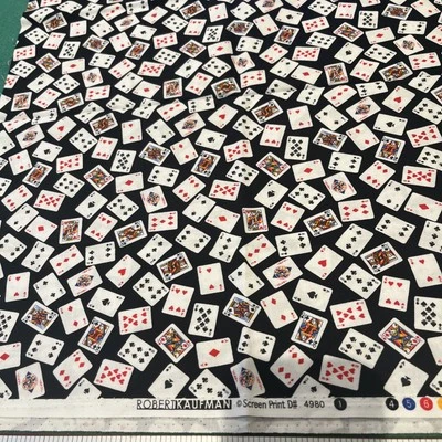 Fabric Robert Kaufman Mini Delights D#4980 Black with Cards   17” x 44” - Image 1 of 4