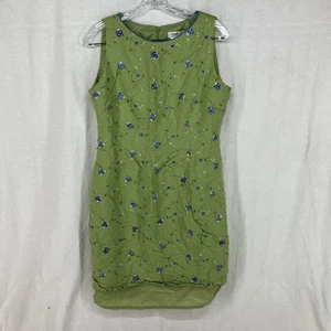 Coldwater Creek Sleeveless Dress Green Blue Floral Embroidery Zipper Back Sz 6 - Picture 1 of 16