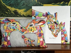 Steven Brown Art Abstract Giraffe Cushion & Canvas McZoo Francie Josie - Picture 1 of 9