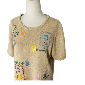 VINTAGE 90s SALON STUDIO by HABAND Embroidered Sweater Size Large 12 14 - Picture 1 of 8