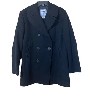 US Navy Men's DSCP Quarterdeck Collection Wool Pea Coat Overcoat Size 42L Black - Picture 1 of 10