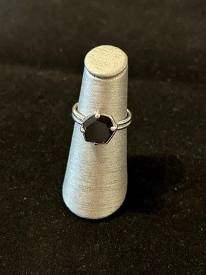 Anillo hexagonal SILPADA 925 plata esterlina banda DBL ágata negra talla 8 R3263 Foto 1 de 4
