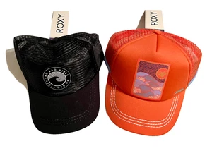 NEW 3 QUIKSILVER & ROXY Girls Adjustable Beach Mesh Hats Baseball Trucker Caps - Picture 1 of 13
