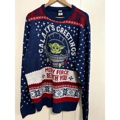 Star Ward Baby Yoda Ugly Christmas Sweater XL Starwars Men - Image 1 of 4