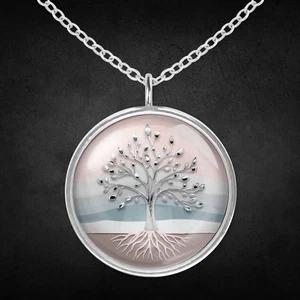 Lebensbaum Baum Halskette Kette Mit Anhänger Frau Silber Geschenkidee Geburtstag - Bild 1 von 4