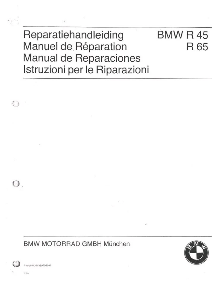 MANUALE OFFICINA REVISIONE RIPARAZIONE PDF BMW R45 R65 - Immagine 1 di 1