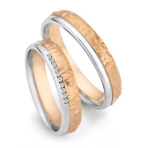 Trauring Rosegold 585/ Platin 600 10 Diamanten neu mit Etikett - Bild 1 von 7