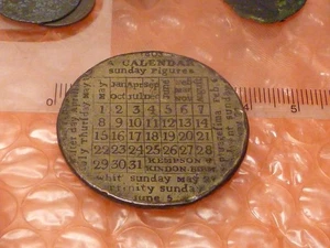 1803 George III Colonial Large Pocket Calendar Token Clear Dates Rare #B - Picture 1 of 3