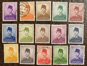 Indonesia 387-400 VF Used Sukarno Set 1951-53 - $6.25 Catalog - Picture 1 of 1