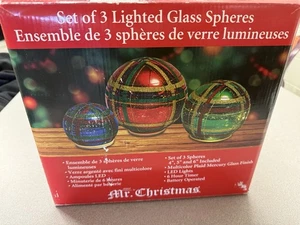 Mr. Christmas Holiday Weihnachten Glas beleuchtete Kugeln rund Ornament NEU - Bild 1 von 4