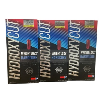 Paquete de 3 Hydroxycut pérdida de peso Hardcore 60 cápsulas, quema de calorías termogénicas 09/2027 Foto 1 de 4