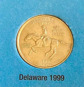 1999 "D" Delaware State Quarter**Mint Strike Error**High Grade**AU**(Rare) - Picture 1 of 4