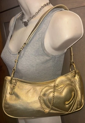 Bolso de Hombro Hobo Espejo Corazón Cuero Dorado Metálico Y2K Juicy Couture De Colección Foto 1 de 4