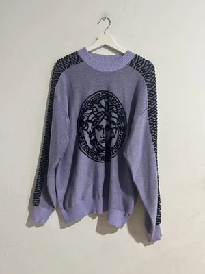 VERSACE MEDUSA LA GRECA PURPLE SWEATER SIZE 48 (MEDIUM) PREOWNED - Image 1 of 4