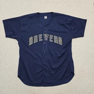 Camiseta de Colección Milwaukee Brewers Russell Athletic EE. UU. Talla Para Hombres 52 Azul Marino en Blanco - Imagen 1 de 8