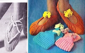2 EASY RIBBED SLIPPERS - 8ply or DK - COPY socks knitting pattern - Picture 1 of 1