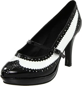 Ellie bianco nero 4" 1920 costume da cameriera Halloween scarpe tacchi pompa 414-FLAPPER - Foto 1 di 8