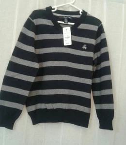 BROOKS BROTHERS Boys  V Neck Striped Sweater Sz S  4-6 NWT - Picture 1 of 4