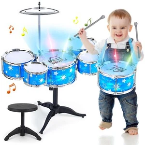 Kids Drum Set for Toddlers w/ Light (All Plastic) Musical Gifts Toys five-1 - Picture 1 of 8