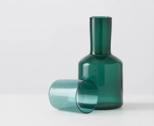 Maison Balzac Carafe Decanter : TEAL & EXTRA GOBLET -NEW - Picture 1 of 11