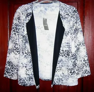 Travelers Collection By Chico's New 1 S M Ruffle Jacket Animal Collage Topper - Picture 1 of 4