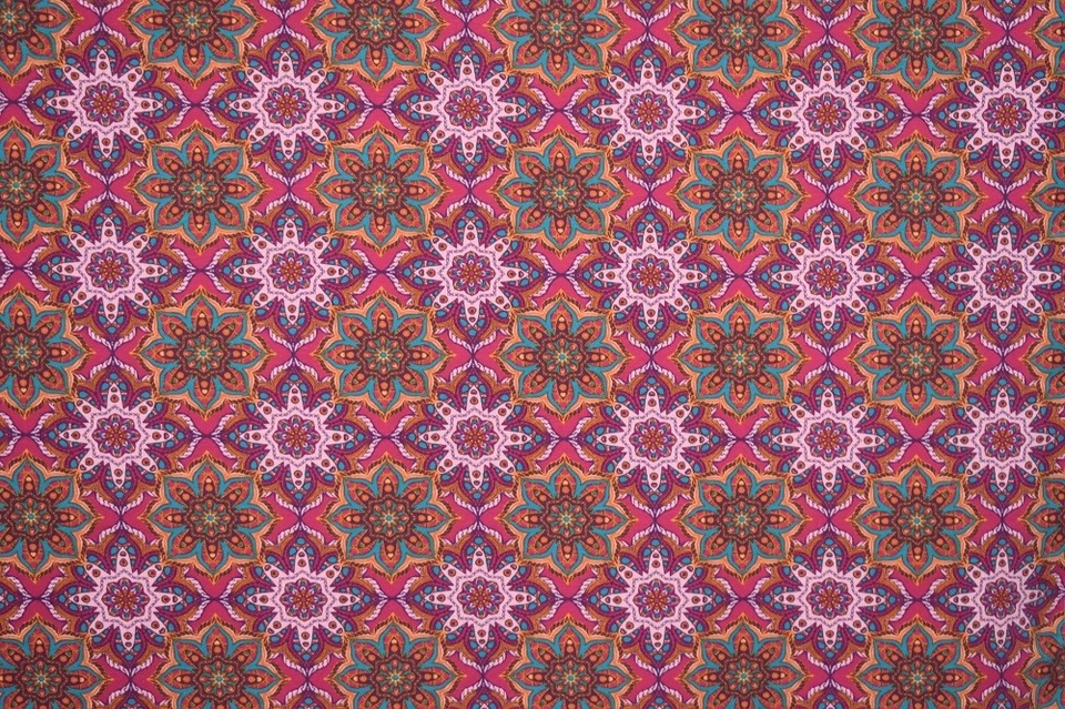 Flower Power Jersey  pink , alt orange,rosa Stoff (J24) - Bild 1 von 1