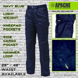 Pantalones Apache Industry Pro Work Para Hombre Azul Marino Toba Carga Combate Rodillera Bolsillos - Imagen 1 de 4