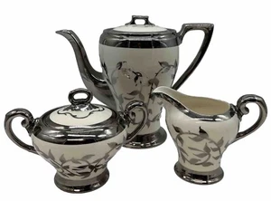 Vintage Old Silver Lustre TeaPot Set by Myott Staffordshire Made In England - Picture 1 of 11