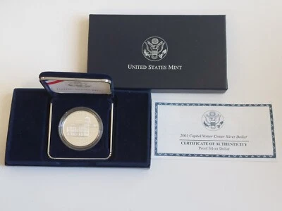 2001-P Capitol Visitor Center Commemorative Proof Silver Dollar  - OGP / COA - Image 1 of 4
