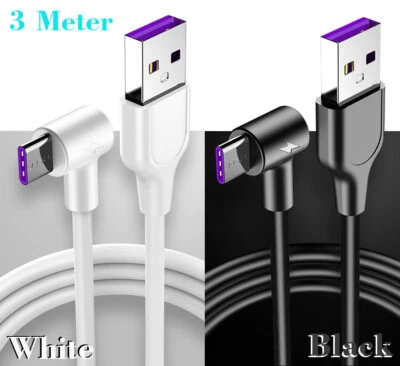 50pcs 3M/10FT Right Angle Type-C To 5A USB3.1 Super Fast Data Charger Cable Lead - Image 1 of 4