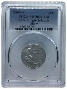 2009-S PCGS PR70DCAM U.S. Virgin Island Quarter Faded Label Silver - Picture 1 of 1