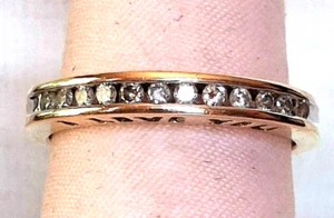 MAGIC GLO YELLOW GOLD AND DIAMOND "I LOVE YOU " BAND RING SIZE 7.25 - Picture 1 of 15