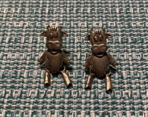 JJ ? Unsigned Pewter Cow Pierced Earrings YP-45 - Picture 1 of 4