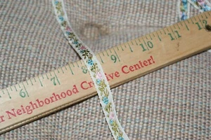 Woven Pink & Blue Flower Crafts Trim Woven Ribbon 1/2" W 5 Yards Fast Shipping - Picture 1 of 4