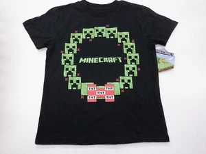 BOYS XSMALL 4/5 MINECRAFT WREATH BLACK S/S CHRISTMAS TSHIRT NEW #21901 - Picture 1 of 1
