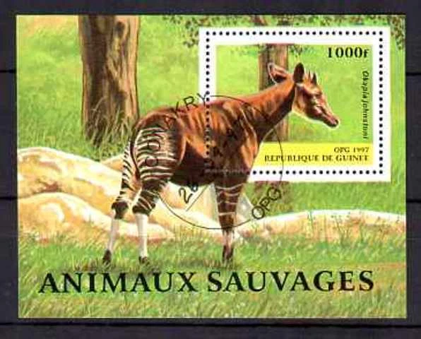 Okapi Animals Guinea 1997 (53) Block Yvert No. 120 Canceled Used - Image 1 of 1