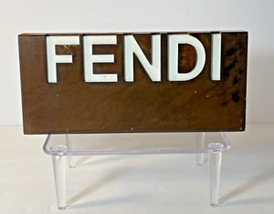 Fendi Department Store Display Advertise Sign Brown Counter Block Metal Die Cut - Picture 1 of 12