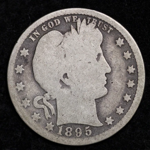 1895-O Silver Barber Quarter GOOD FREE SHIPPING Cover