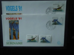 G981 SURINAME 1991 BIRD FAUNA ZONNELOEM 685-86 + E 144-45 FDC MNH - Picture 1 of 2