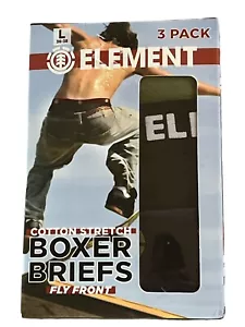 Element Boxer Briefs Mens Large 36-38" Cotton Stretch Fly Front 3 Pack 6" Inseam - Picture 1 of 14