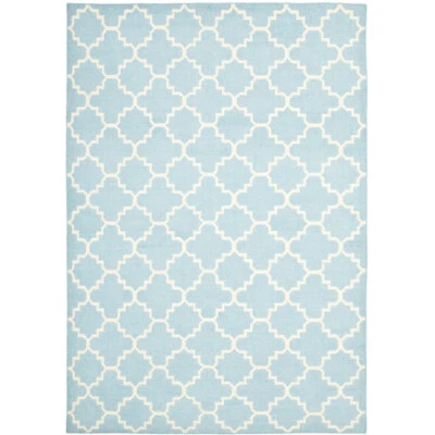 SAFAVIEH Dhurries DHU554B Light Blue / Ivory Rug - Image 1 of 4