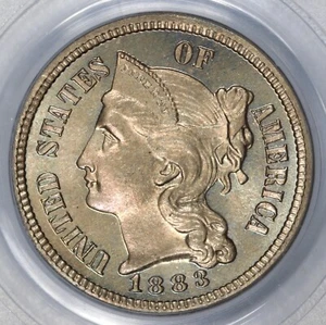 1883 Three Cent Nickel PCGS PR66 Nice Gem Proof! #11DGR 3CN - Picture 1 of 3