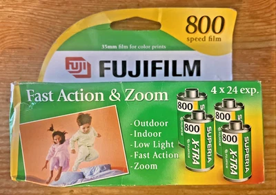 Película Fuji Superia X-Tra 800 4 rollos sellados 35 mm 2007 sin existencias Foto 1 de 4
