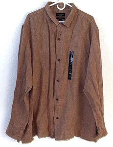 Banana Republic Shirt Mens XL Tan Linen Blend Shirt Tall XXL Long Sleeve - Picture 1 of 7