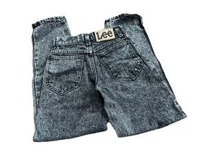 Lee Black Acid Washed Kids Jeans Size 12. Vintage Children’s Denim - Picture 1 of 3