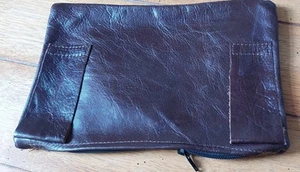 Brand New Homesewn Genuine Dark Brown Leather Zipped Belt Unisex Purse - Picture 1 of 13
