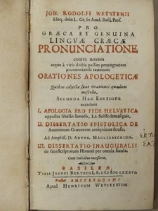 Rhetorik Griechisch Aussprache pronunciation Greek - Wetstein Wetstenius 1686 - Bild 1 von 12